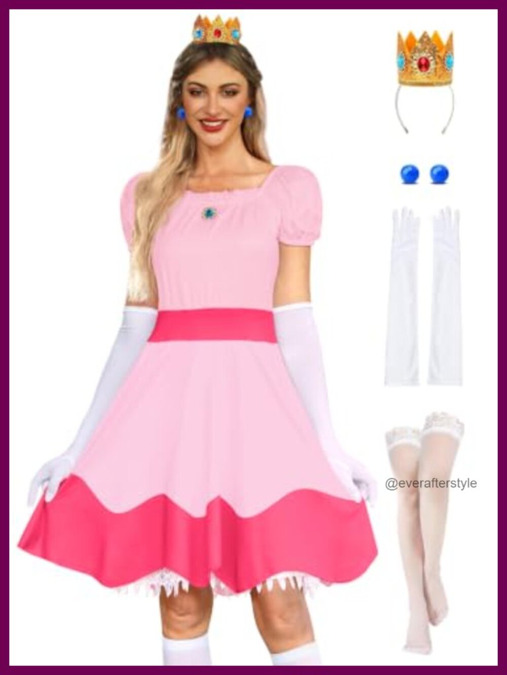 For G and PL Princess Costume Dress Set with Gloves Crown Earrings